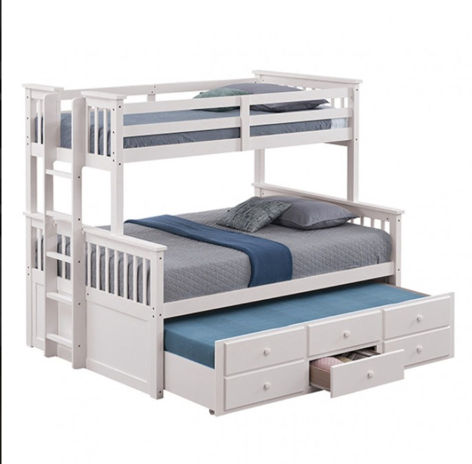 University White Twin/Full Bunk Bed w/Trundle