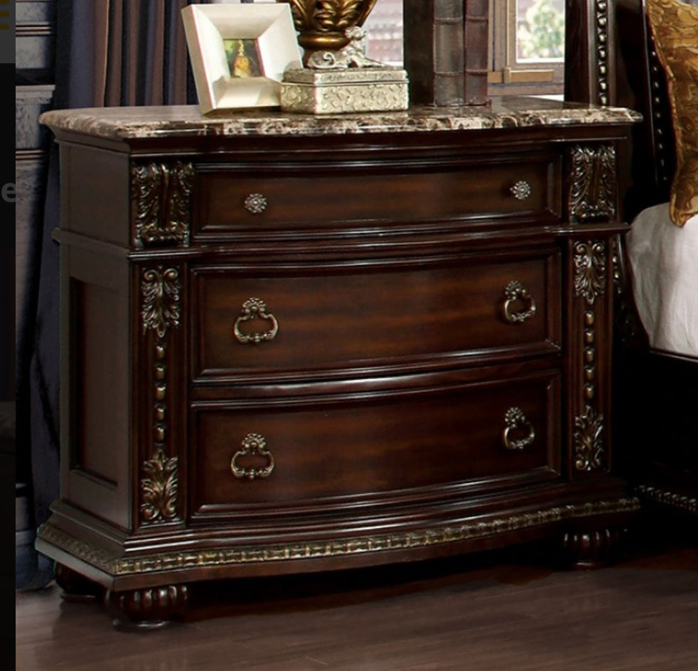 Fromberg Brown Cherry Queen King Sleigh Bed