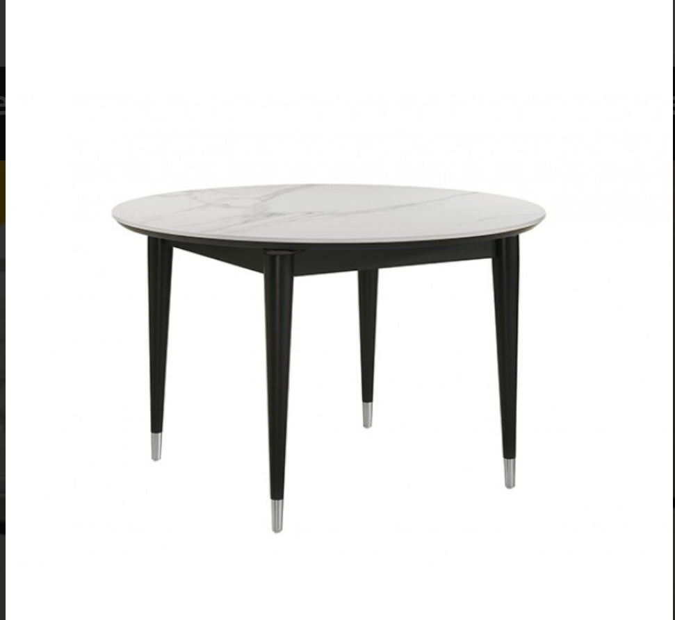 5Pc Black & White Contemporary Round Dining Table Set