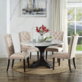 5Pc Beige & White Round Dining Table Set