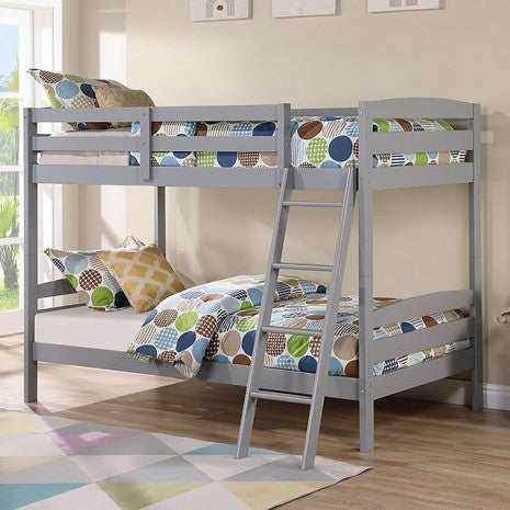 Gray Solid Wood Twin/Twin Bunk Bed