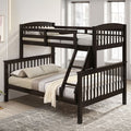 Dark Walnut Wood Twin / Full Bunk Bed