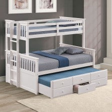 University White Twin/Full Bunk Bed w/Trundle
