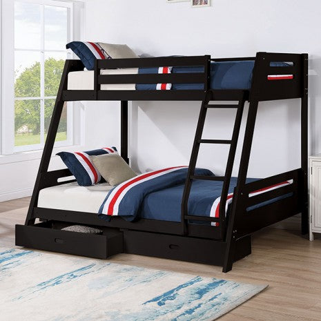 Boston Twin/Full Bunk Bed w/Storage Drawers Black
