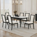 7Pc Black & White Contemporary Dining Set