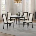 5Pc Black & White Contemporary Round Dining Table Set