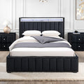 Black Solid Wood & Fabric Platform Bed