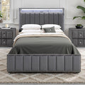 Gray Solid Wood & Fabric Platform Bed