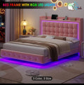 Pink Queen Full Twin Bed Frame with RGB LED Lights.
