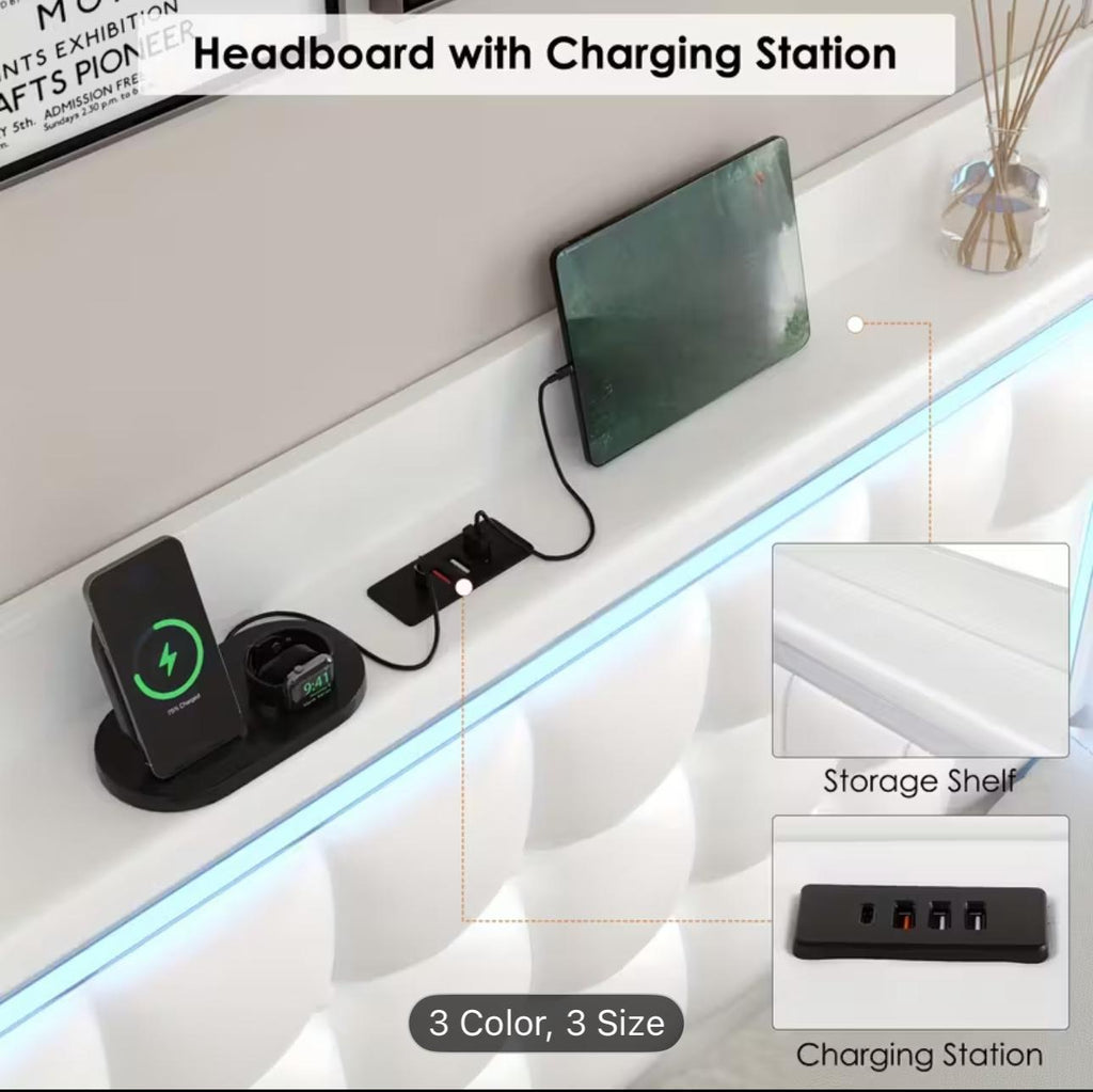 Queen Full Twin Bed Frame with RGB LED Lights