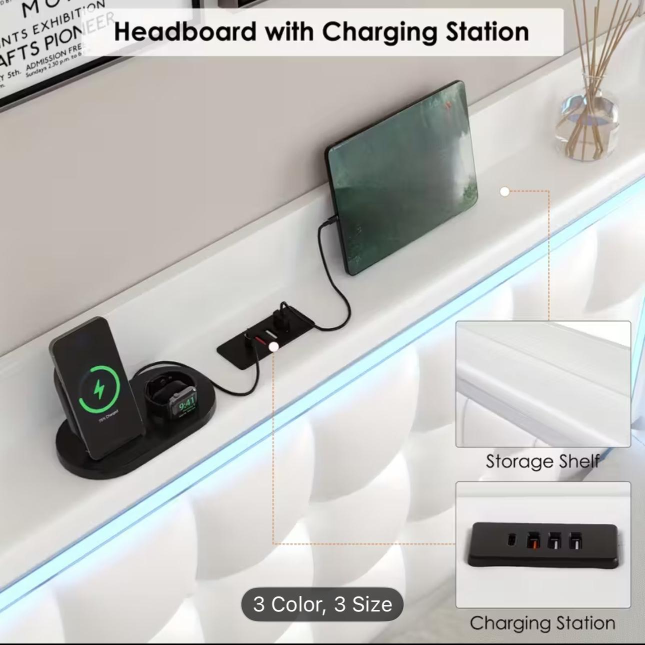 Queen Full Twin Bed Frame with RGB LED Lights