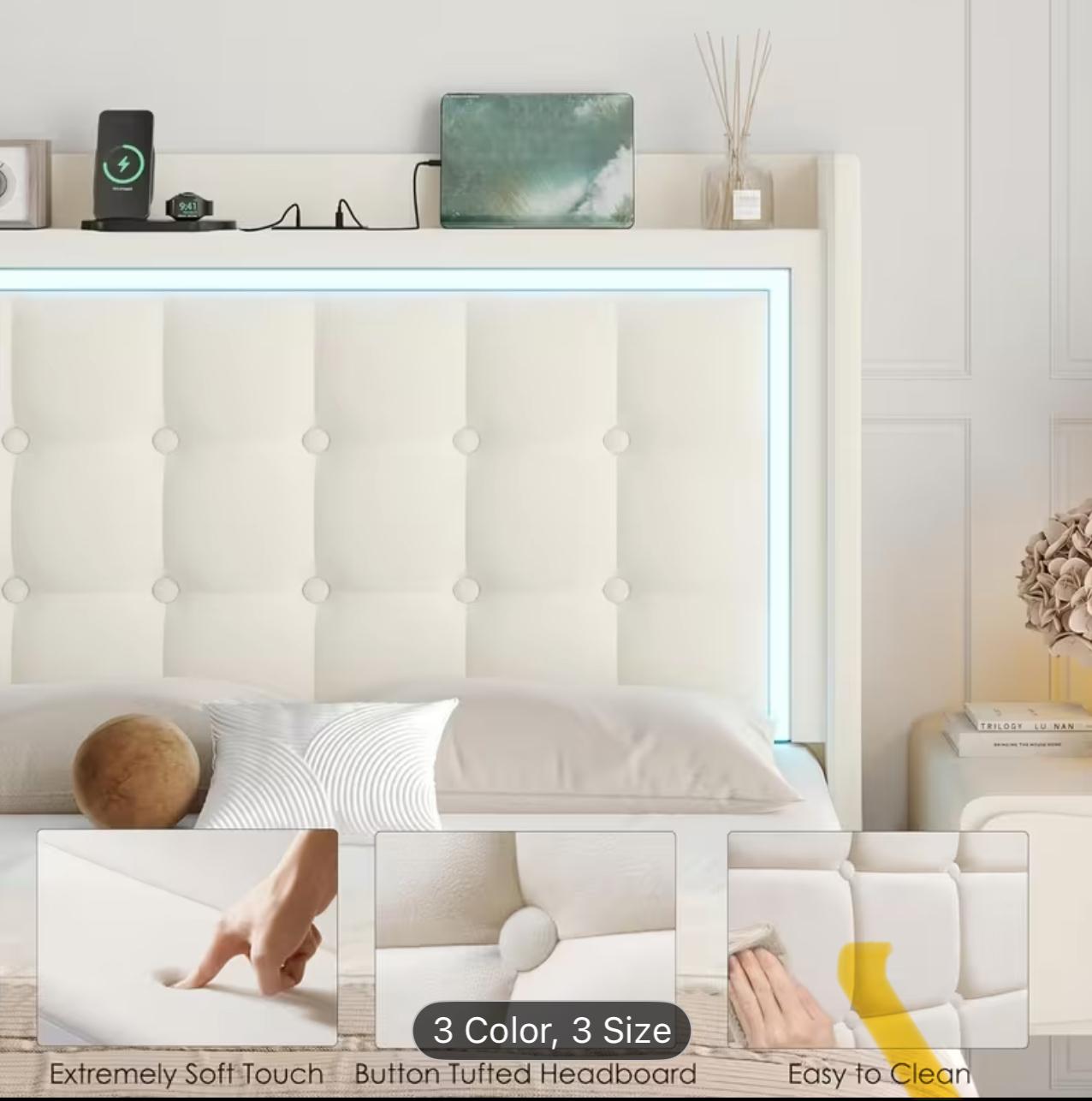 Queen Full Twin Bed Frame with RGB LED Lights