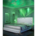Modern Wingback Platform Bed w/ Smart Galaxy Projector & LED