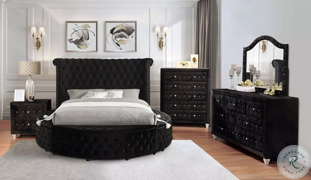 SANSOM E.King & Queen Bed, Black, Blue, & Grey